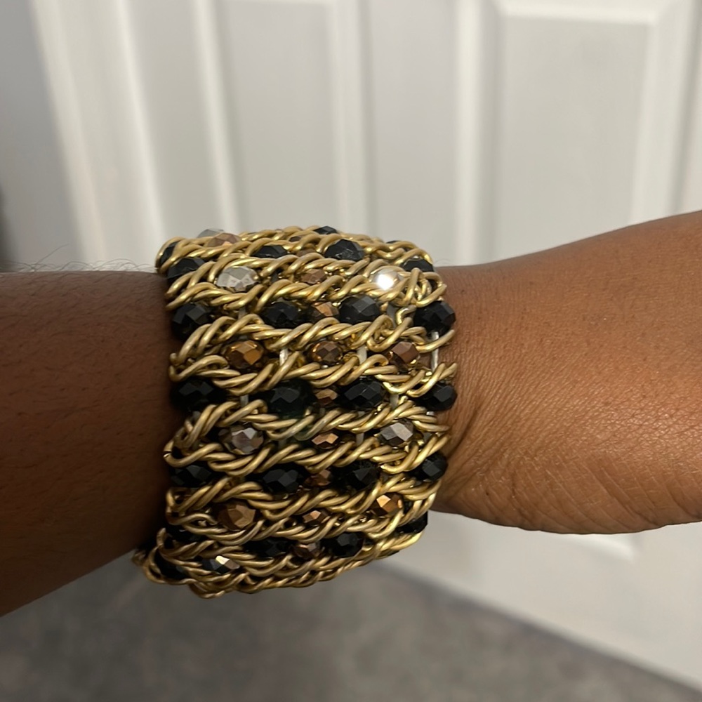 Multi colored jewel stretchy cuff